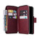 Samsung Galaxy S22+ 5G 9 Card Slots Zipper Wallet Bag Leather Phone Case - Wine Red