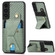 Samsung Galaxy S22+ 5G Carbon Fiber Wallet Flip Card K-shaped Holder Phone Case - Green