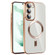 Samsung Galaxy S22+ 5G CD Texture Plating TPU MagSafe Phone Case with Lens Film - Brown