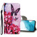 Samsung Galaxy S22+ 5G Colored Drawing Pattern Flip Leather Case - Red Flower Butterfly