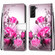 Samsung Galaxy S22+ 5G Coloured Drawing Cross Texture Horizontal Flip Leather Phone Case with Holder & Card Slots & Wallet & Lanyard - Wild Rose