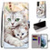 Samsung Galaxy S22+ 5G Coloured Drawing Cross Texture Horizontal Flip PU Phone Leather Case with Holder & Card Slots & Wallet & Lanyard - Colorful Layer - Big Cat Hugging Kitten