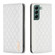 Samsung Galaxy S22+ 5G Diamond Lattice Magnetic Leather Flip Phone Case - White