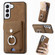 Samsung Galaxy S22+ 5G Electroplating Skin-feel Leather Ring Card Wallet Phone Case - Brown Samsung Galaxy S22+ 5G Electroplating Skin-feel Leather Ring Card Wallet Phone Case - Brown