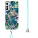 Samsung Galaxy S22+ 5G Electroplating Splicing Marble TPU Phone Case with Lanyard - Blue Green