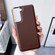 Samsung Galaxy S22+ 5G Genuine Leather Xiaoya Series Nano Electroplating Phone Case - Coffee