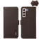 Samsung Galaxy S22+ 5G KHAZNEH Side-Magnetic Litchi Genuine Leather RFID Phone Case - Brown