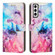 Samsung Galaxy S22+ 5G Painted Marble Pattern Leather Phone Case - Pink Purple