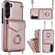 Samsung Galaxy S22+ 5G Ring Holder RFID Card Slot Phone Case with Long Lanyard - Rose Gold