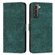 Samsung Galaxy S22+ 5G Skin Feel Stripe Pattern Leather Phone Case with Lanyard - Green