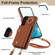 Samsung Galaxy S22+ 5G Zipper Card Bag Phone Case with Dual Lanyard - Brown