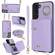 Samsung Galaxy S22+ 5G Zipper Card Bag Phone Case with Dual Lanyard - Purple