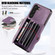 Samsung Galaxy S22+ 5G Zipper RFID Card Slots Phone Case with Short Lanyard - Purple