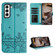 Samsung Galaxy S22+ Cat Embossing Pattern Leather Phone Case with Lanyard - Blue