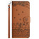 Samsung Galaxy S22+ Cat Embossing Pattern Leather Phone Case with Lanyard - Brown