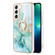 Samsung Galaxy S22+ Electroplating Marble IMD TPU Phone Case with Ring Holder - Green 003