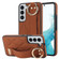Samsung Galaxy S22+ Non-slip Full Coverage Ring PU Phone Case with Wristband - Brown