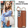 Samsung Galaxy S22+ Non-slip Full Coverage Ring PU Phone Case with Wristband - Brown