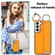 Samsung Galaxy S22+ Non-slip Full Coverage Ring PU Phone Case with Wristband - Orange