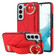 Samsung Galaxy S22+ Non-slip Full Coverage Ring PU Phone Case with Wristband - Red