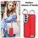 Samsung Galaxy S22+ Non-slip Full Coverage Ring PU Phone Case with Wristband - Red