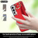 Samsung Galaxy S22+ Non-slip Full Coverage Ring PU Phone Case with Wristband - Red