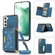 Samsung Galaxy S22+ Three-fold RFID Leather Phone Case with Lanyard - Blue