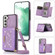 Samsung Galaxy S22+ Three-fold RFID Leather Phone Case with Lanyard - Purple