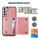 Samsung Galaxy S22+ Three-fold RFID Leather Phone Case with Lanyard - Rose Gold