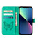 iPhone 15 Pro Max Embossed Butterfly Leather Phone Case - Green