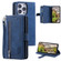 iPhone 15 Pro Max Nine Card Zipper Bag Leather Phone Case with Lanyard - Blue