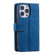 iPhone 15 Pro Max Nine Card Zipper Bag Leather Phone Case with Lanyard - Blue