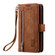 iPhone 15 Pro Max Nine Card Zipper Bag Leather Phone Case with Lanyard - Brown