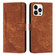 iPhone 15 Pro Max Skin Feel Stripe Pattern Leather Phone Case with Lanyard - Brown
