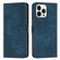 iPhone 15 Pro Max Skin Feel Stripe Pattern Leather Phone Case with Lanyard - Blue