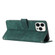 iPhone 15 Pro Max Skin Feel Stripe Pattern Leather Phone Case with Lanyard - Green