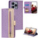 iPhone 15 Pro Max Lace Pattern Double Button Zipper Leather Phone Case with Lanyard - Purple