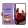 iPhone 15 Pro Max Lace Pattern Double Button Zipper Leather Phone Case with Lanyard - Purple