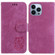 iPhone 15 Pro Max Little Tiger Embossed Leather Phone Case - Rose Red