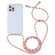 iPhone 15 Pro Max Transparent Acrylic Airbag Shockproof Phone Protective Case with Lanyard - Pink Apricot Coffee
