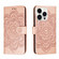 iPhone 15 Pro Max Sun Mandala Embossing Leather Phone Case - Rose Gold