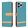 iPhone 15 Pro Max Color Block Denim Texture Leather Phone Case - Green