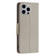 iPhone 15 Pro Max Litchi Texture Pure Color Flip Leather Phone Case - Grey
