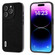 iPhone 15 Pro Max ABEEL Black Edge Genuine Leather Mino Phone Case - Black