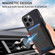 iPhone 15 Pro Max Denim Texture Leather Skin Phone Case with Card Slot - Black