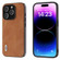 iPhone 15 Pro Max ABEEL Cowhide Texture PU Phone Case - Brown