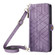 iPhone 15 Pro Max Geometric Zipper Wallet Side Buckle Leather Phone Case with Crossbody Lanyard - Purple