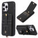 iPhone 15 Pro Max ABEEL Litchi Texture Card Bag PU Phone Case - Black