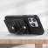 iPhone 15 Pro Max ABEEL Litchi Texture Card Bag PU Phone Case - Black