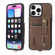 iPhone 15 Pro Max ABEEL Litchi Texture Card Bag PU Phone Case - Khaki